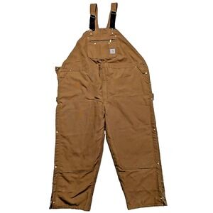 Carhartt R41 Duck Zip-to-Thigh Bib Men's Overall Quilt, 58 x 30 inch - Brown